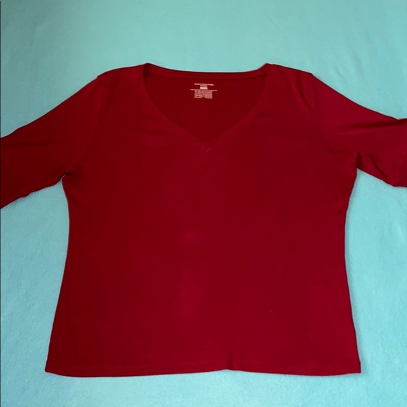 JONES NEW YORK SPORT v neck short sleeve top burgundy stretchy soft NEW size XL - Picture 1 of 7